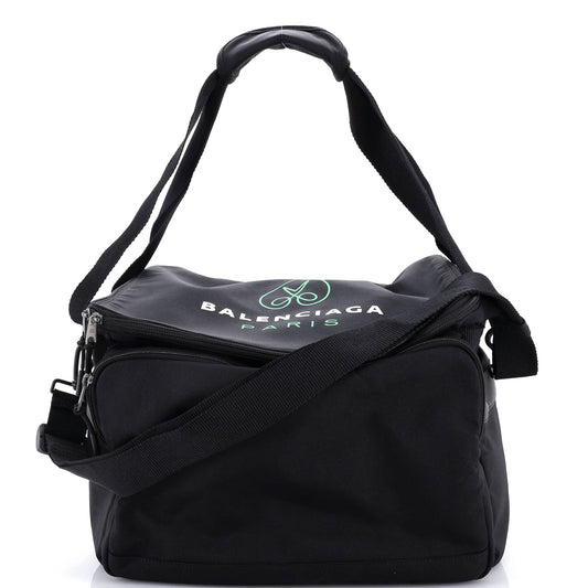 Logo Print Convertible Square Duffle Bag Recycled Nylon