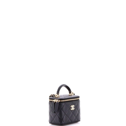 Classic Top Handle Vanity Case with Chain Quilted Lambskin Mini