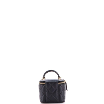 Classic Top Handle Vanity Case with Chain Quilted Lambskin Mini