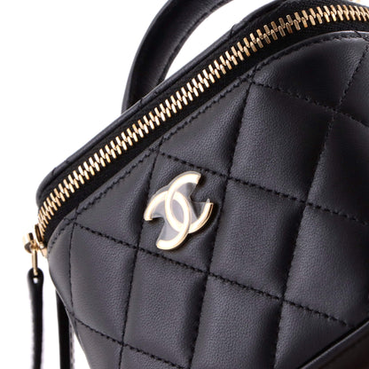 Classic Top Handle Vanity Case with Chain Quilted Lambskin Mini