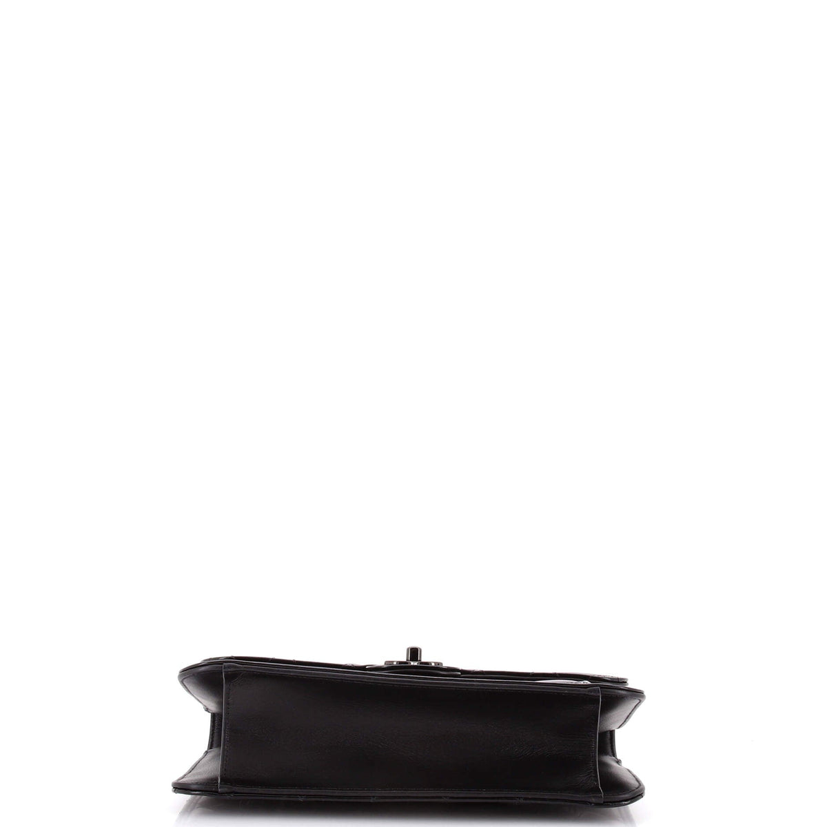 So Black Double You CC Flap Bag Quilted Shiny Crumpled Calfskin Medium