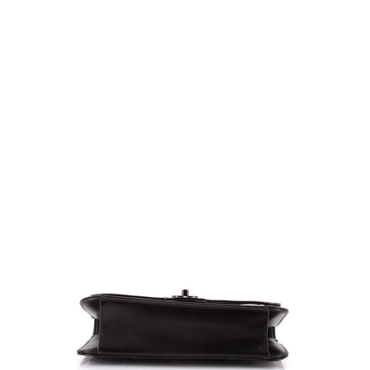 So Black Double You CC Flap Bag Quilted Shiny Crumpled Calfskin Medium