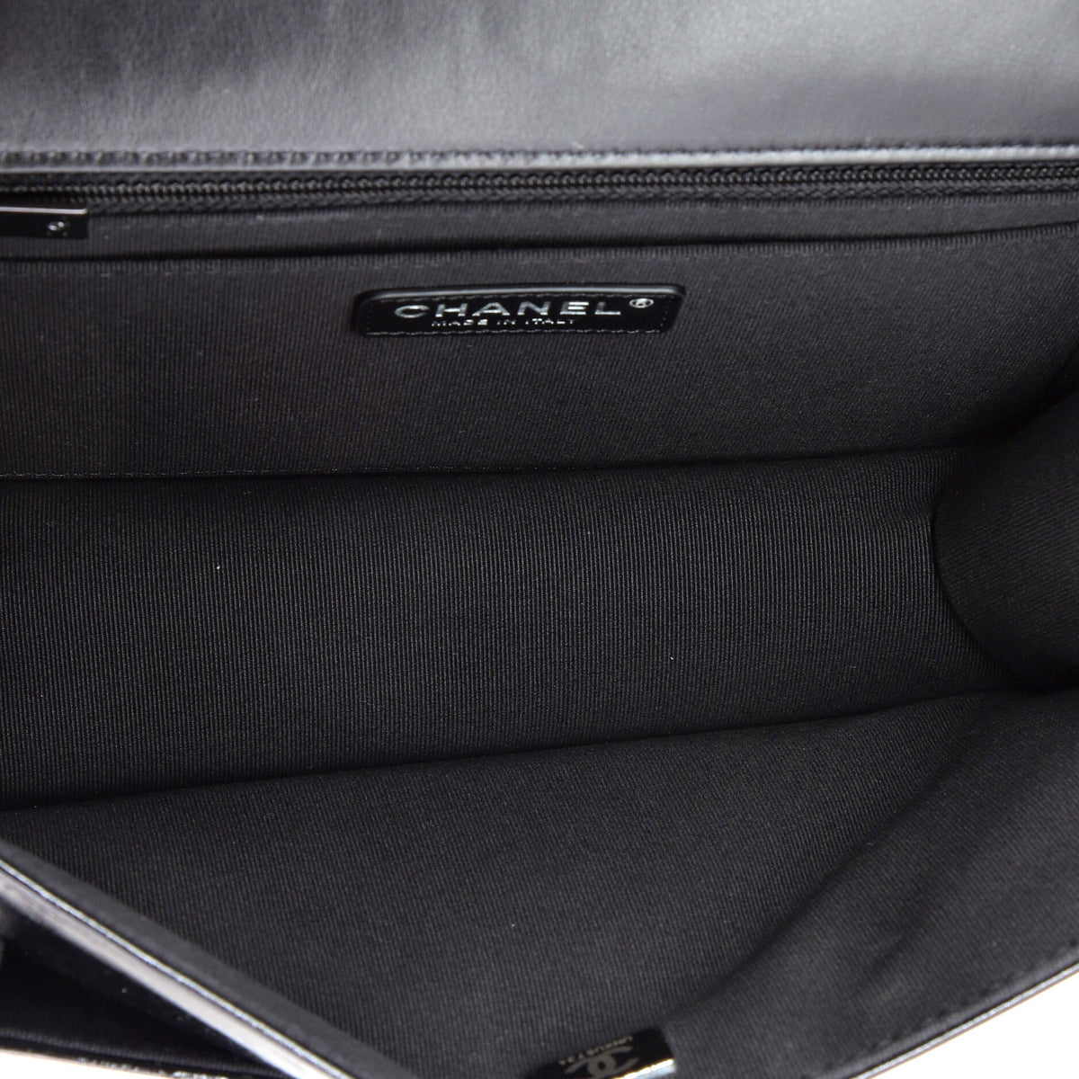 So Black Double You CC Flap Bag Quilted Shiny Crumpled Calfskin Medium