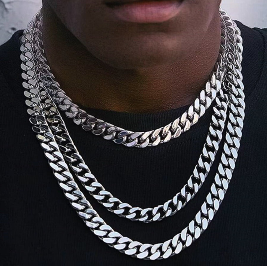 Prime Goods Stainless Steel Gold Silver Chain Cuban Curb Womens Mens Necklace 3/5/7/9/11mm - Gold