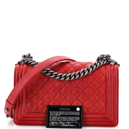 Boy Flap Bag Quilted Caviar Old Medium