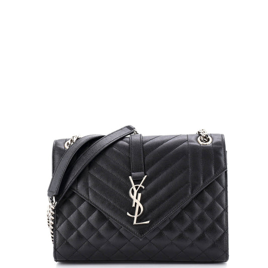 Classic Monogram Envelope Satchel Mixed Matelasse Leather Medium