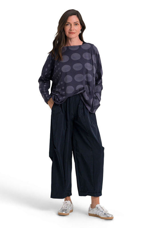 Pima Cotton Circles Luxury Boxy Tee - Midnight
