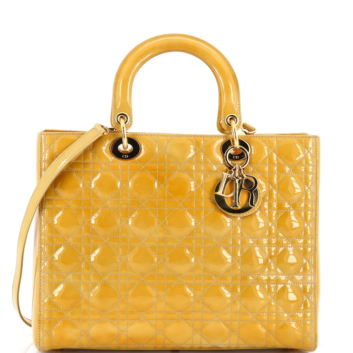 Vintage Lady Dior Bag Cannage Quilt Patent Large