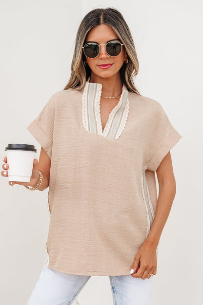 Threaded Pear Jessica Rolled Short Sleeve Blouse