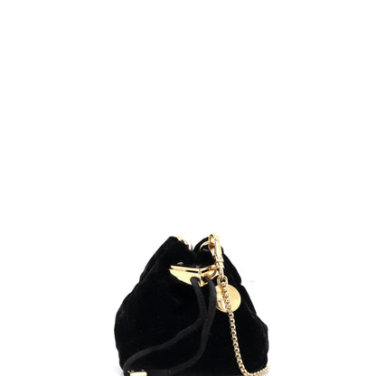Triangle Logo Drawstring Pouch Bucket Bag Velvet Mini