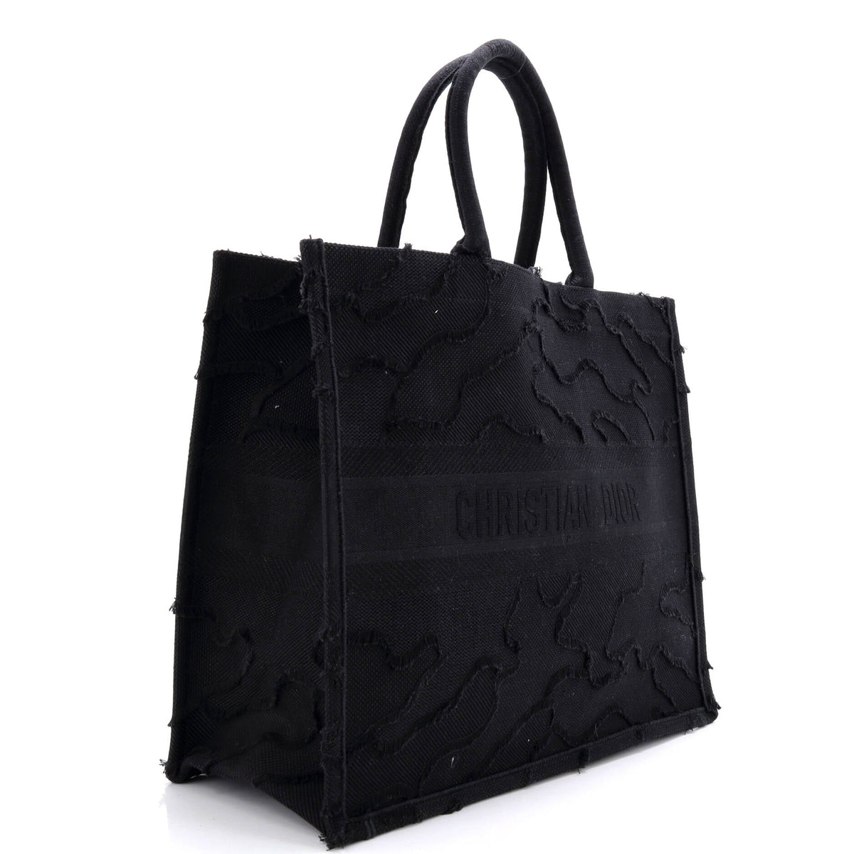 Book Tote Camouflage Embroidered Canvas Large