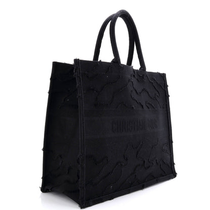 Book Tote Camouflage Embroidered Canvas Large