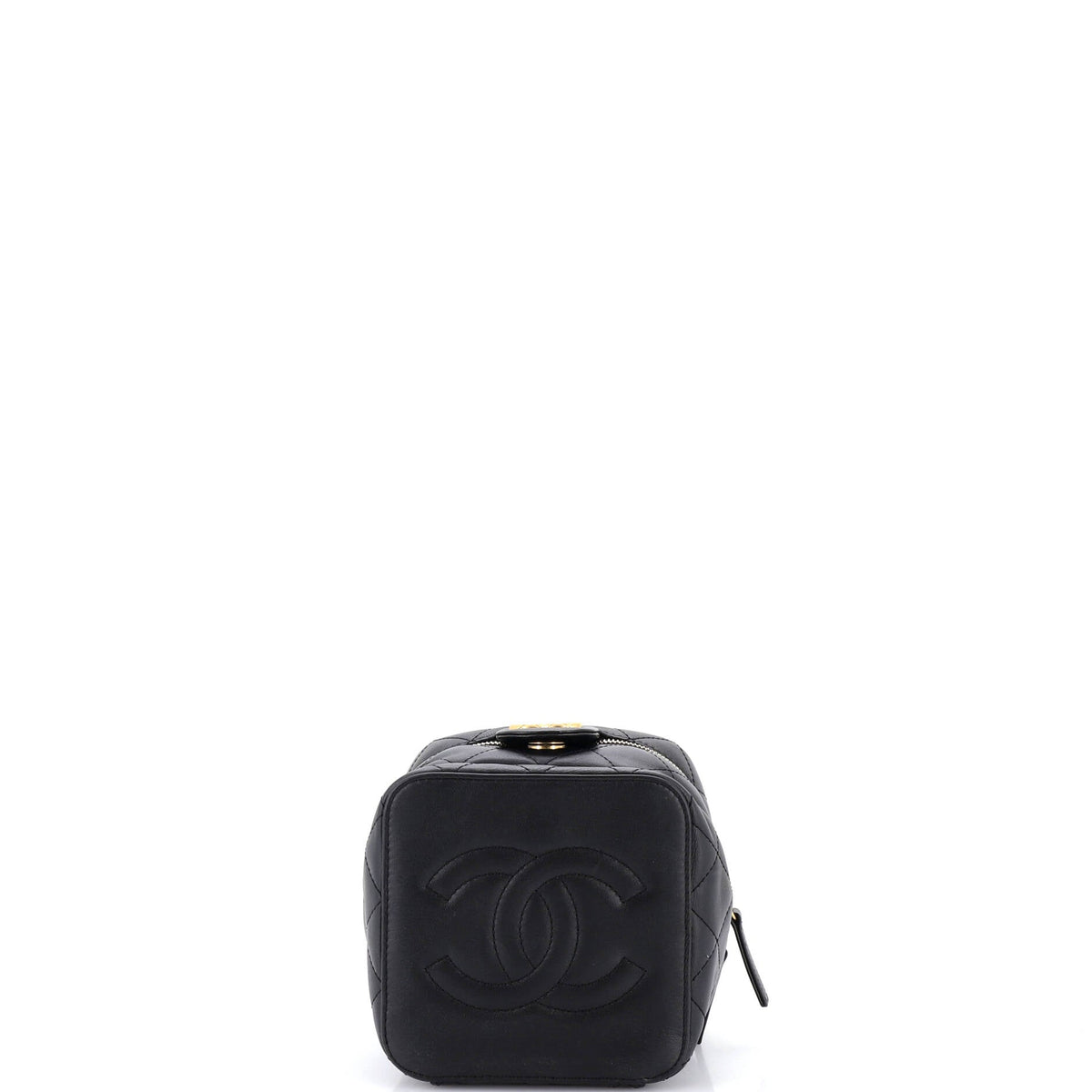 Chain Bar Vanity Case with Chain Quilted Calfskin Small