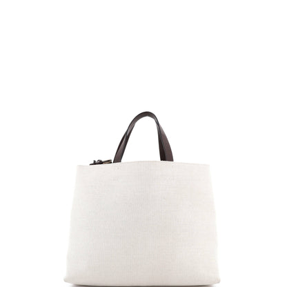 VLogo Signature Tote Leather and Canvas Large