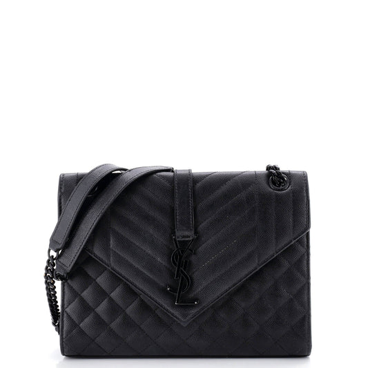 Classic Monogram Envelope Satchel Mixed Matelasse Leather Medium