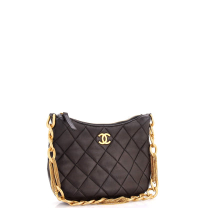 CC Mixed Chain Link Zip Hobo Quilted Lambskin