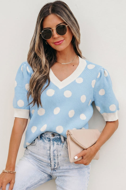 Threaded Pear Rivka Puff Short Sleeve Sweater