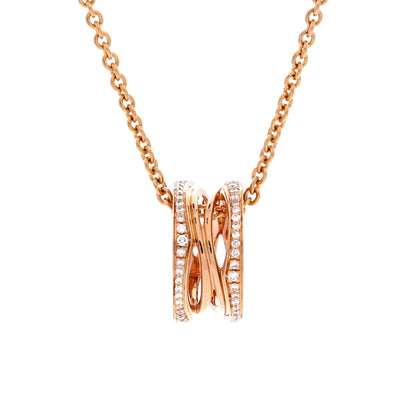 B.Zero1 Open Design Legend Zaha Hadid Pendant Necklace 18K Rose Gold with Diamonds