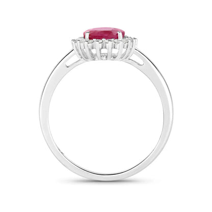 1.44 Ct Oval Pink Ruby Diamond Prong 10K Gold Halo Ring
