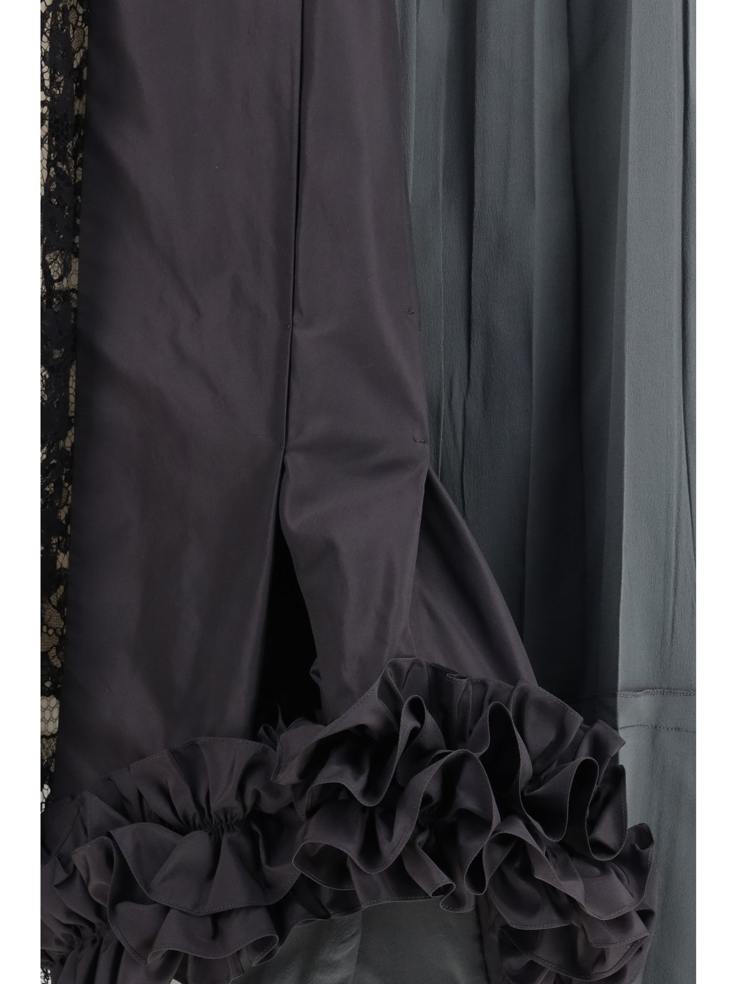 Midi Patchwork Skirt in Hematite Silk