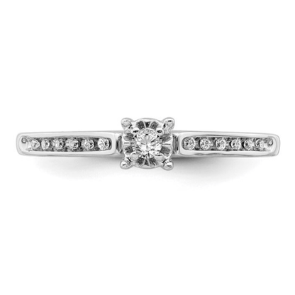 14K White Gold Solitaire Pave Diamond Wedding Ring