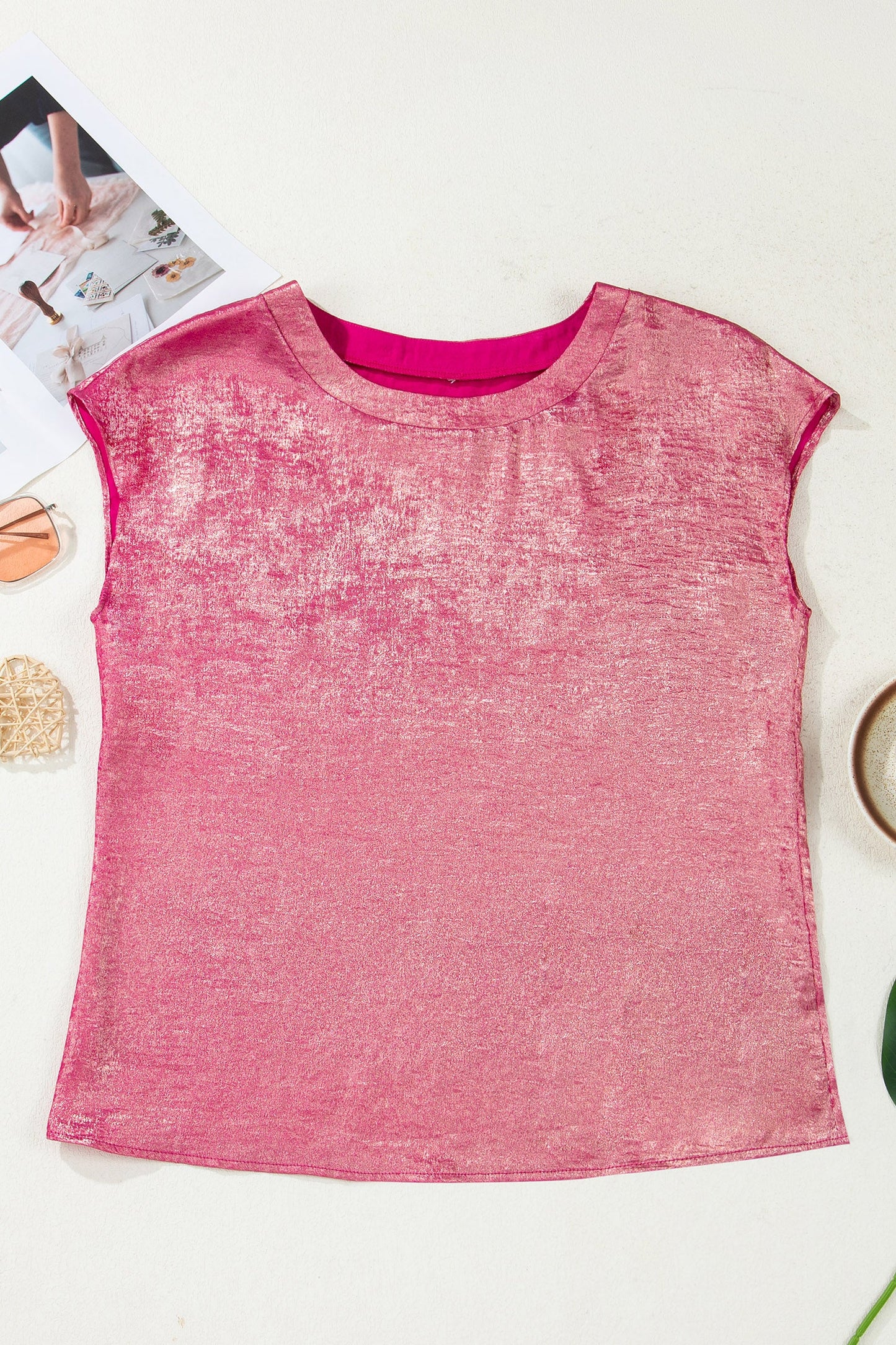 Threaded Pear Alanna Metallic Cap Sleeve Top