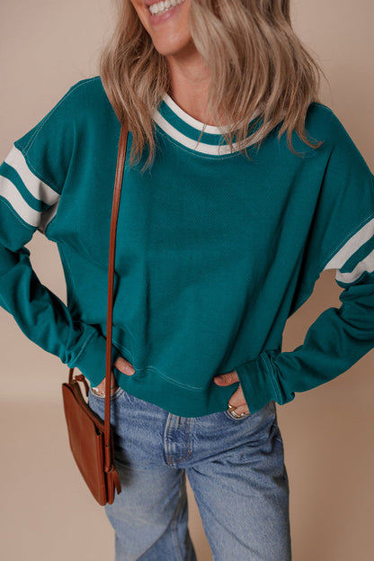 Threaded Pear Jadeita Patchwork Drop Shoulder Sweatshirt