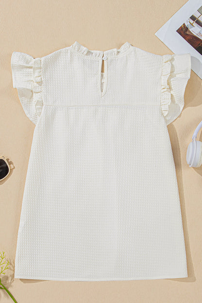Threaded Pear Ava Trim Waffle Knit Blouse