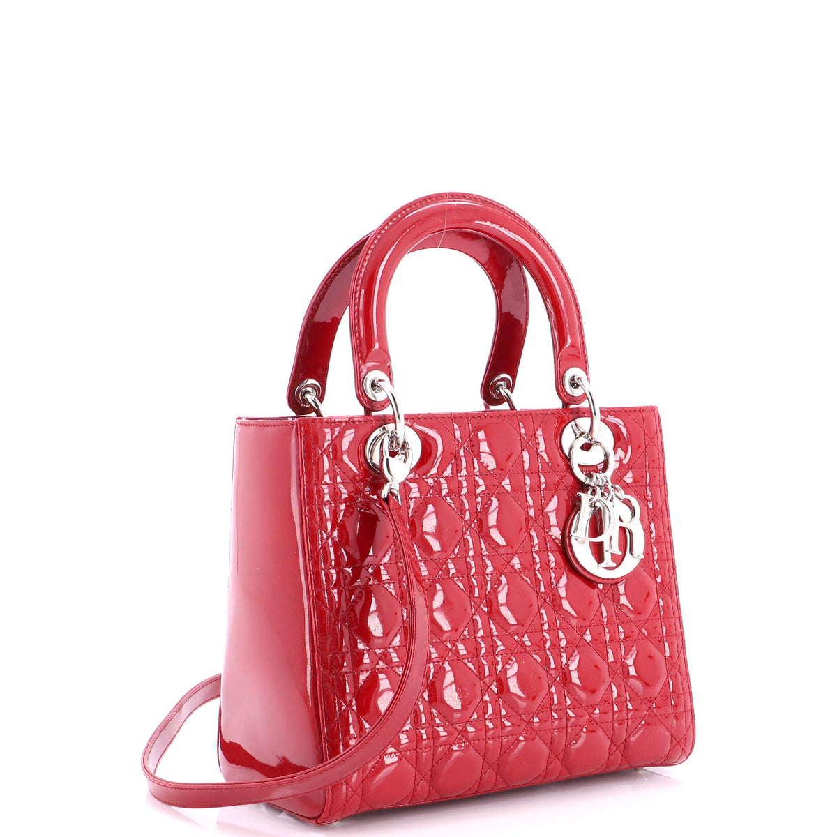 Lady Dior Bag Cannage Quilt Patent Medium