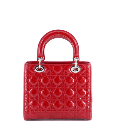 Lady Dior Bag Cannage Quilt Patent Medium