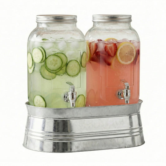 Jay Companies Classic Farmhouse 2-Piece Set Beverage Dispensers 1 Gal Each