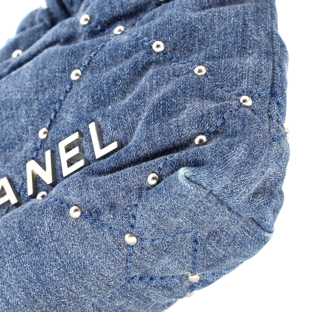 22 Chain Hobo Quilted Studded Denim Mini