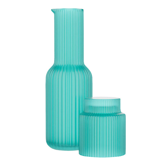 Jay Companies Aqua Blue Ribbed Carafe Set 30 Oz.