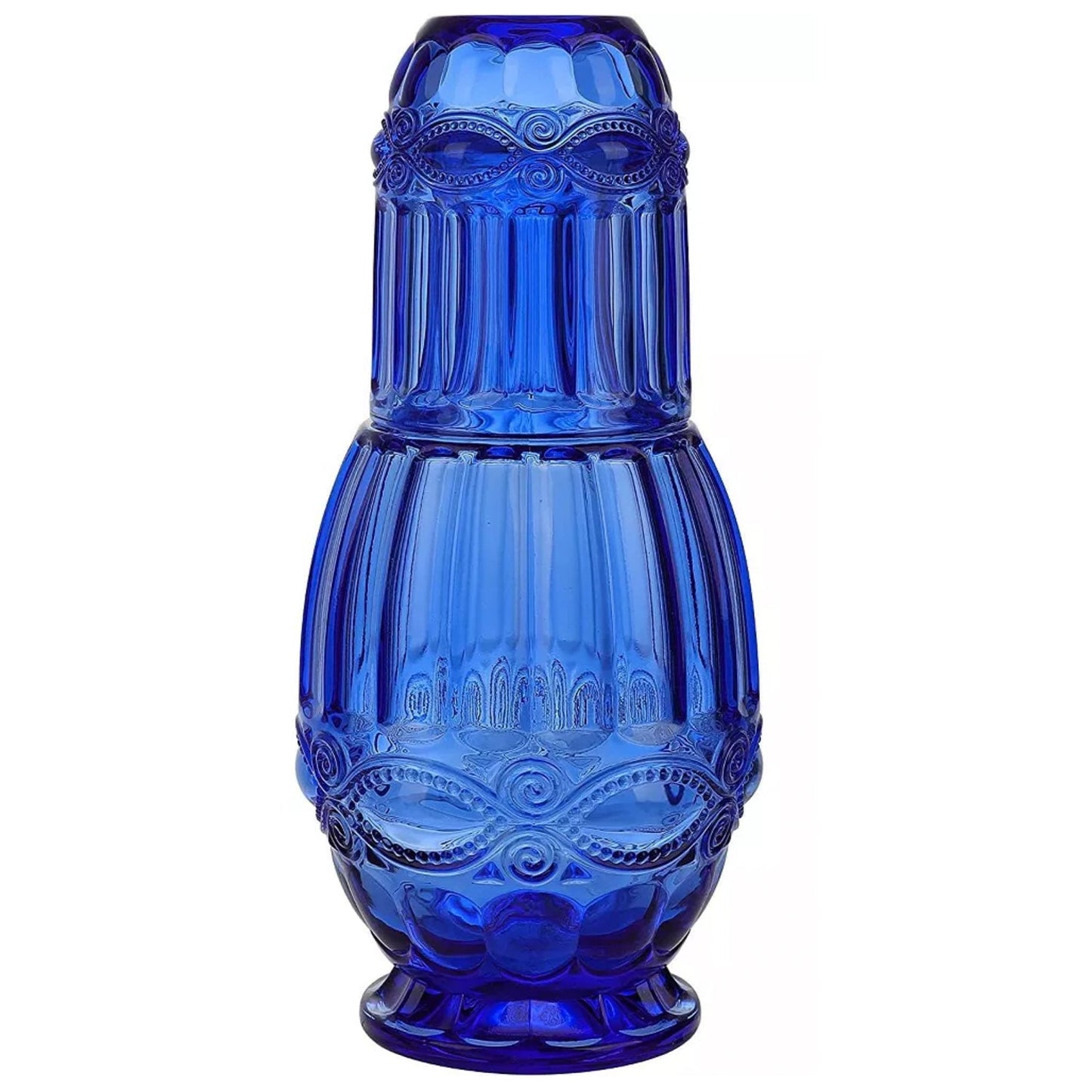 Jay Companies 2 Pc Blue Bedside Water Decanter & Glass Tumbler Set 33.8 Oz.