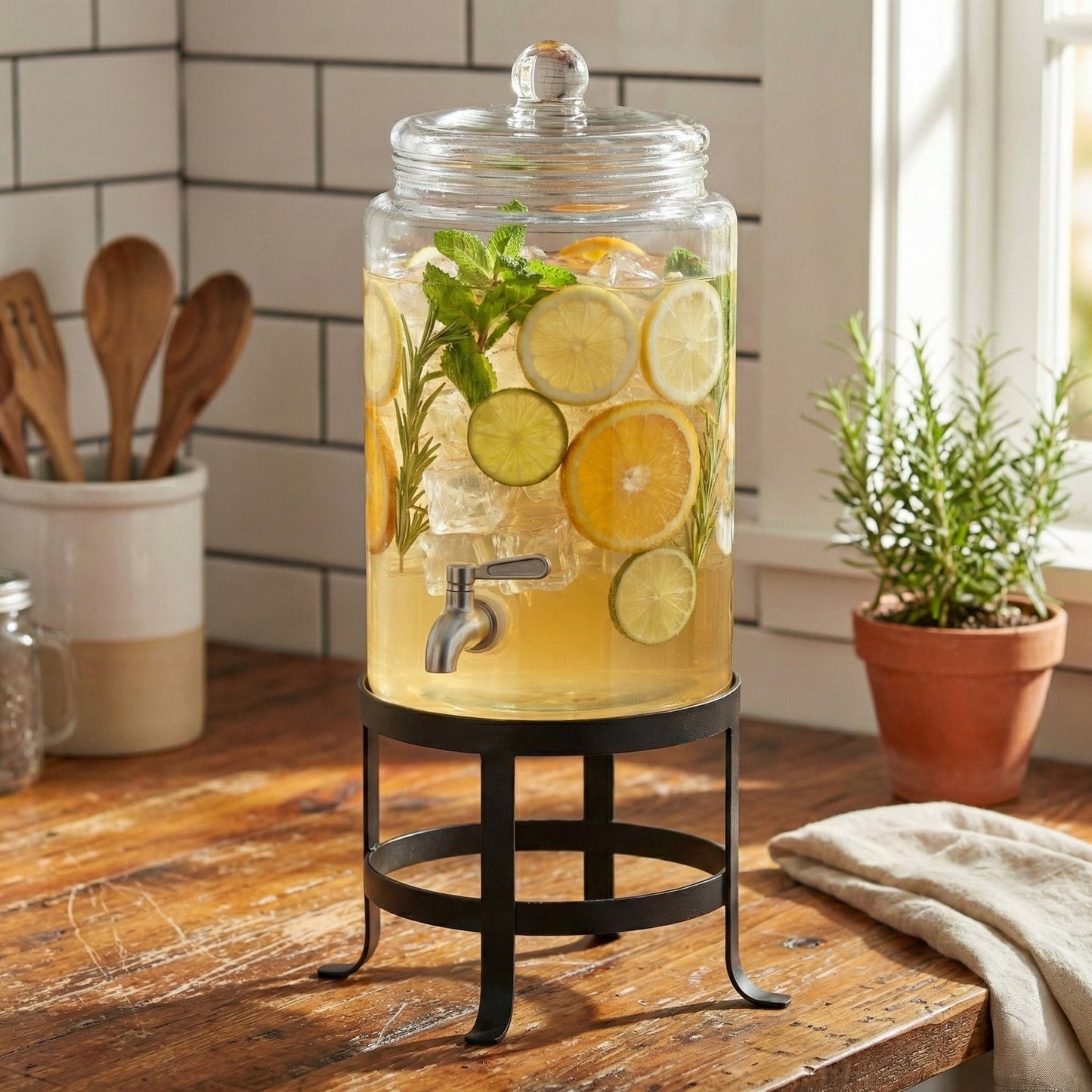 Jay Companies Oliver Glass Beverage Dispenser 1.9 Gal