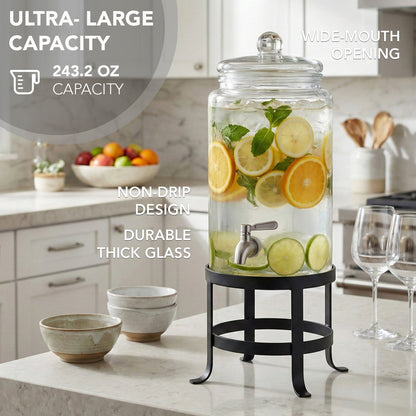 Jay Companies Oliver Glass Beverage Dispenser 1.9 Gal