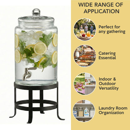 Jay Companies Oliver Glass Beverage Dispenser 1.9 Gal