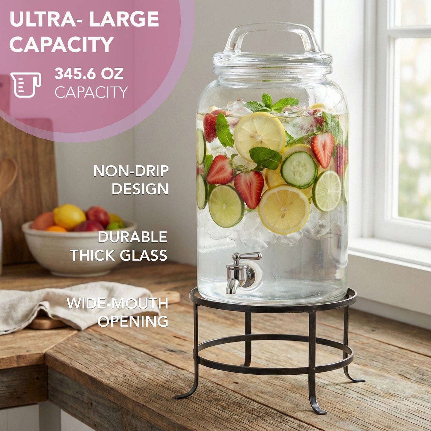 Jay Companies Ferris Glass Beverage Dispenser 2.7 Gal