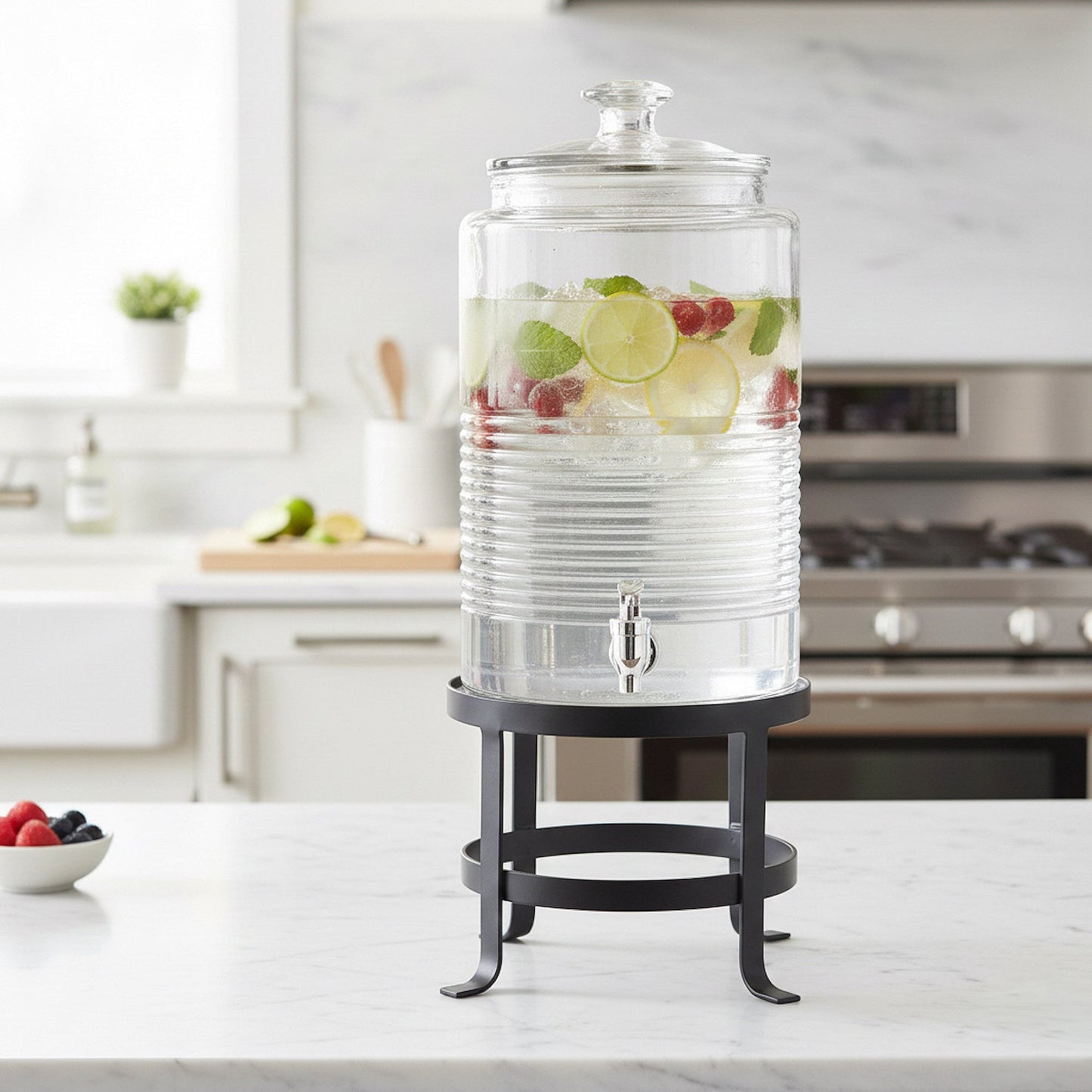 Jay Companies Breton Glass Beverage Dispenser 1.9 Gal