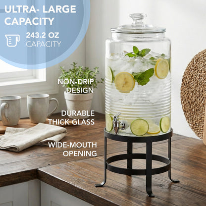 Jay Companies Breton Glass Beverage Dispenser 1.9 Gal