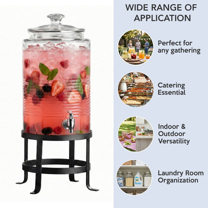 Jay Companies Breton Glass Beverage Dispenser 1.9 Gal
