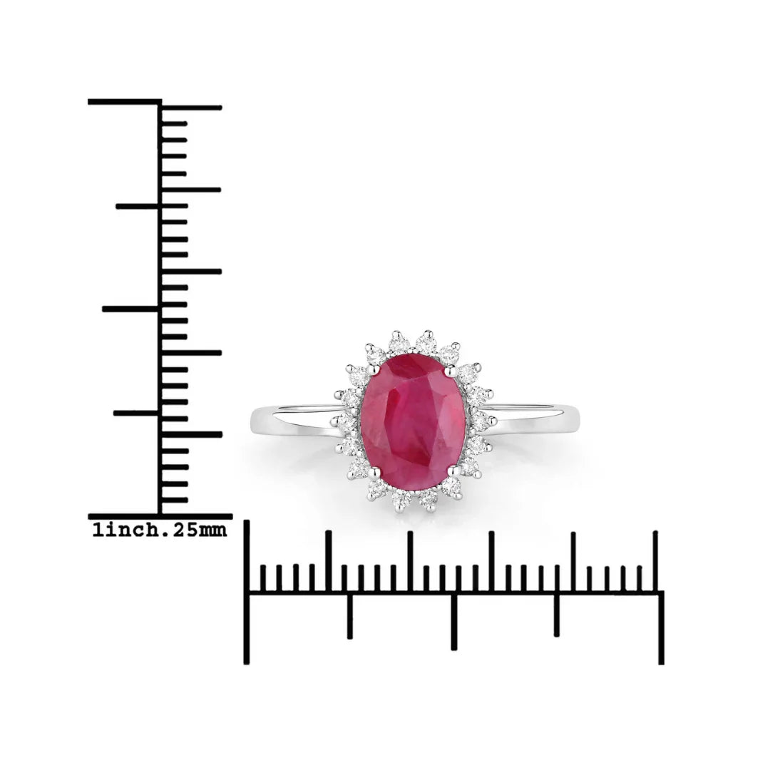 1.44 Ct Oval Pink Ruby Diamond Prong 10K Gold Halo Ring