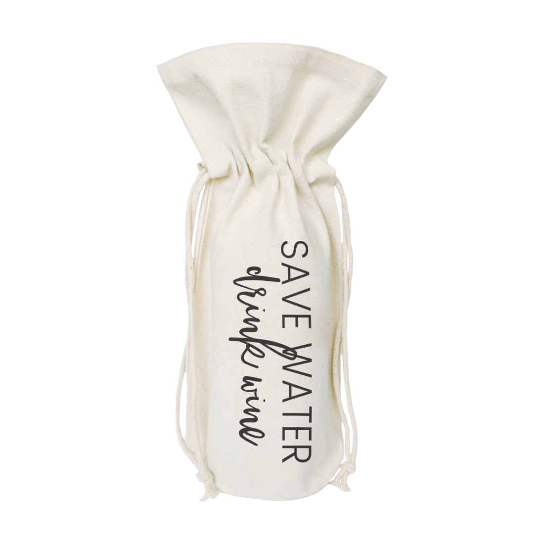 The Cotton and Canvas Co. Save Water, Drink Wine Canvas Wine Bag