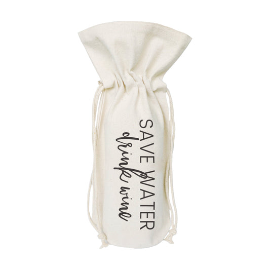 The Cotton and Canvas Co. Save Water, Drink Wine Canvas Wine Bag