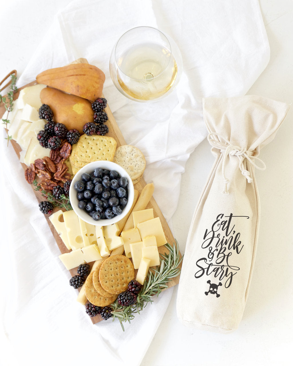 The Cotton and Canvas Co. Eat, Drink and Be Scary Cotton Canvas Wine Bag