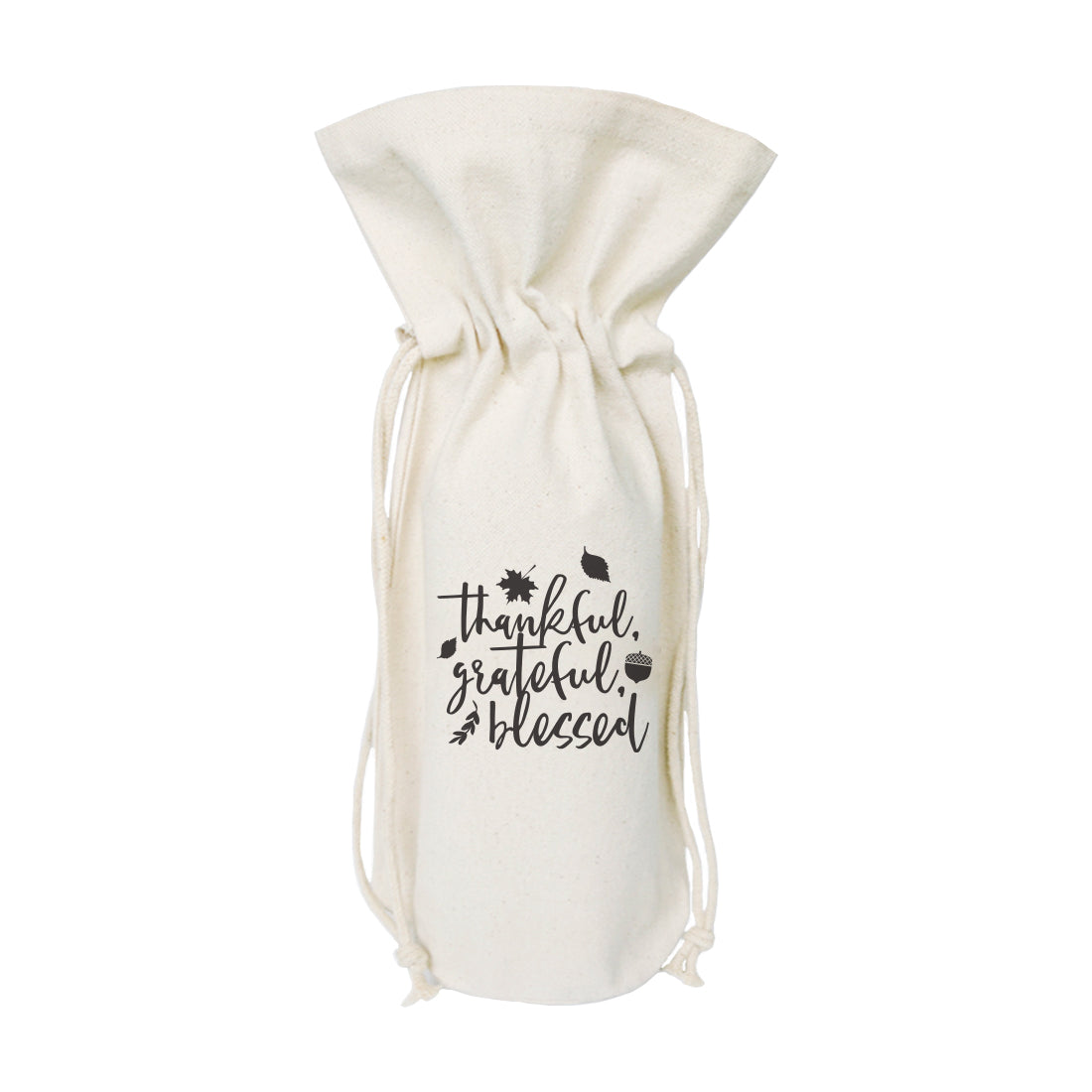 The Cotton and Canvas Co. Thankful Grateful Blessed Cotton Canvas Wine Bag