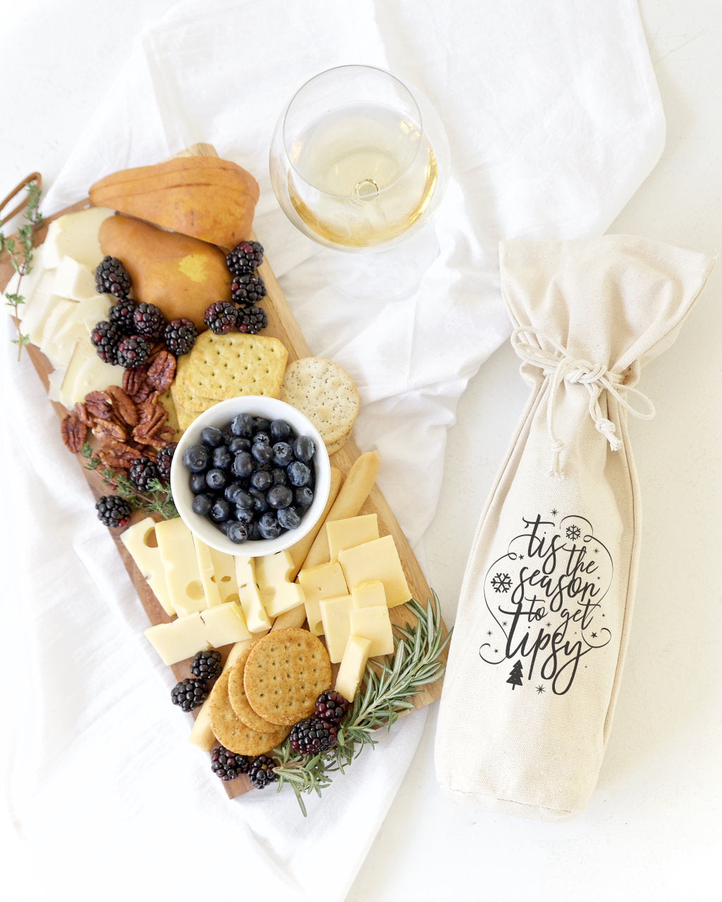 The Cotton and Canvas Co. Tis the Season to Get Tipsy Christmas Cotton Canvas Wine Bag