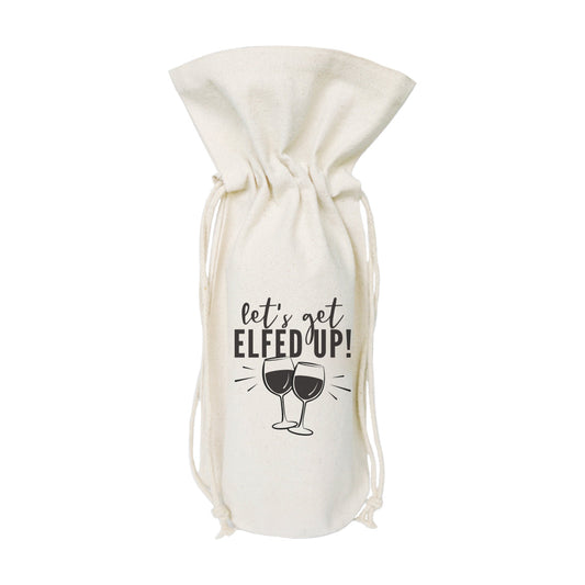 The Cotton and Canvas Co. Let's Get Elfed Up! Christmas Canvas Wine Bag