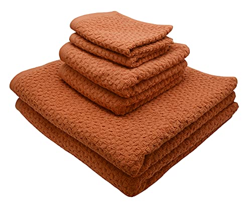 Towels Beyond Luxury 6 Piece Genuine Cotton Bath Towel Set - Jacquard Woven Soft Textured Towels Made with 100% Turkish Cotton - Classic Turkish Towels