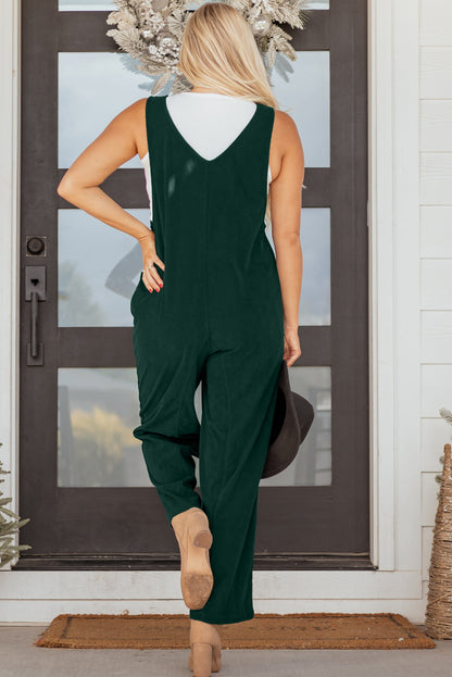 Threaded Pear Elle Corduroy Patched Sleeveless Jumpsuit